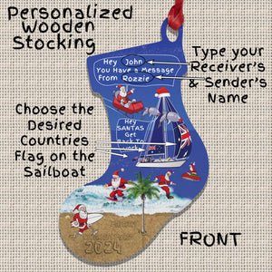 Personalized Wooden Stocking Ornament | Personalized Wooden Cards | Magnetic