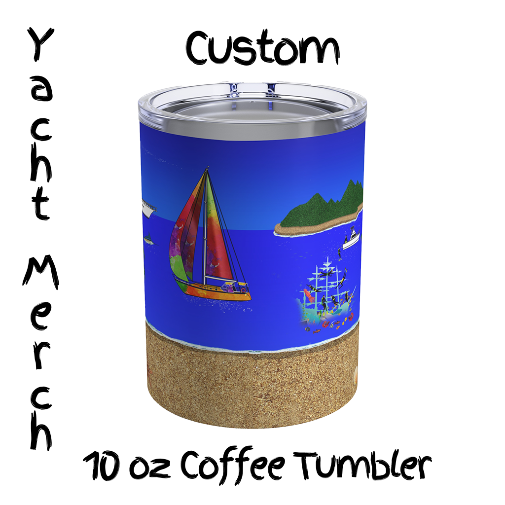 Yacht Merch | 10 oz Custom Coffee Tumbler | Dive Boat and Divers Back View