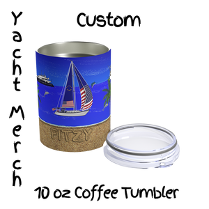 Yacht Merch | 10 oz Custom Coffee Tumbler | Flag on Sailboat | Opened View