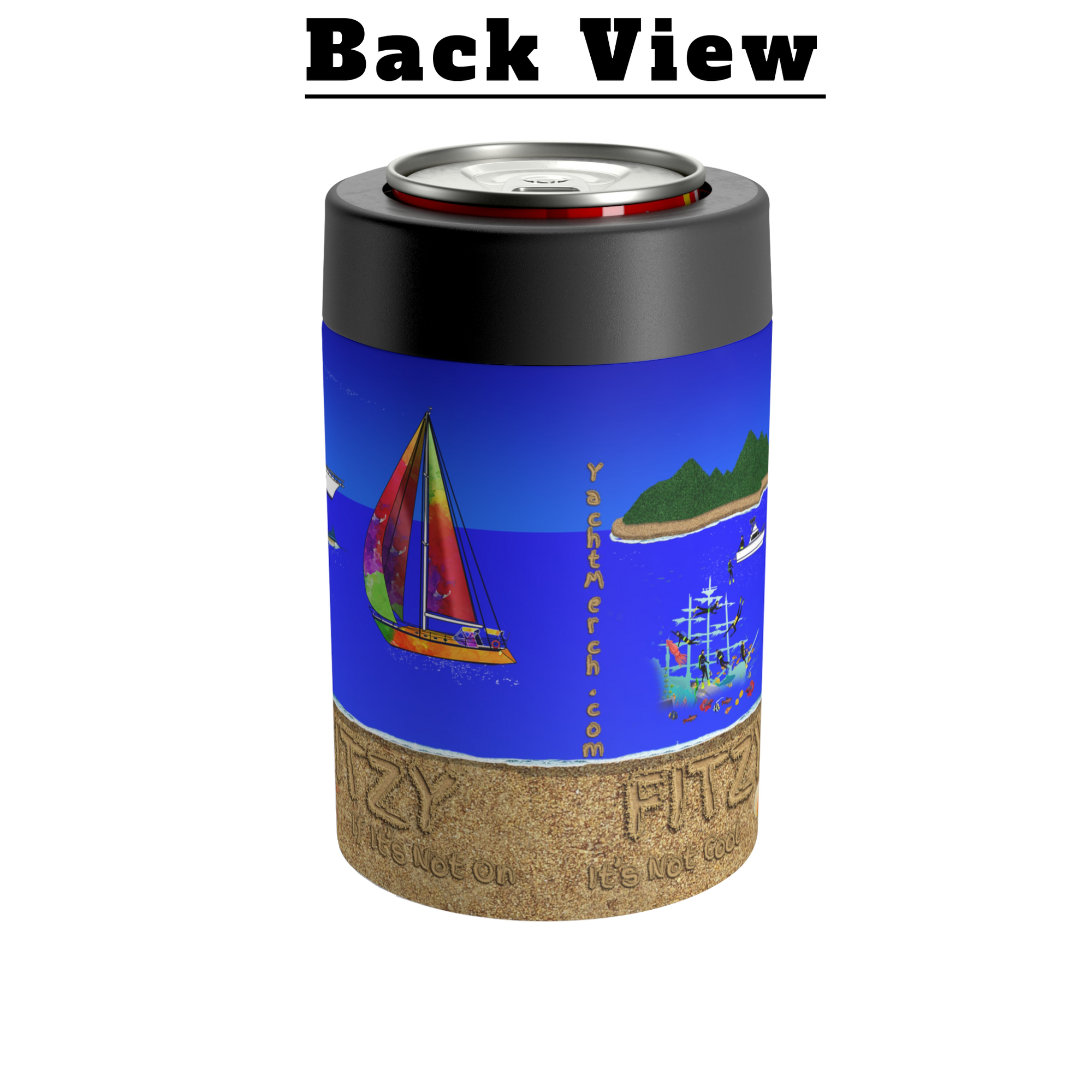 Yacht Merch | Custom Can Cooler | Outdoor Drinkware | Back View