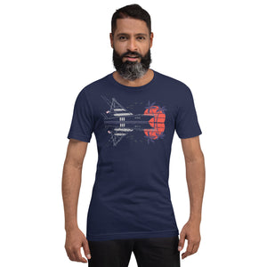 Sportfish Custom T Shirt with Original Sportfish Yacht Design on a Navy-Blue t-shirt