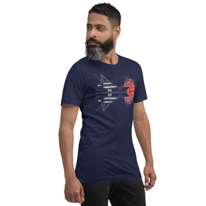 Sportfish Custom T Shirt with Original Sportfish Yacht Design on a Navy-Blue t-shirt