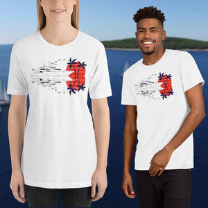 White custom superyacht t shirt - unisex for men and for women - gift for boaters: yachtmerch.com