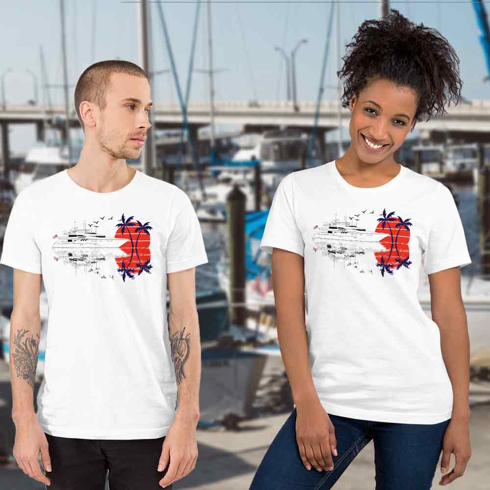 White custom superyacht t shirt - original design - gift for boyfriend: yachtmerch.com